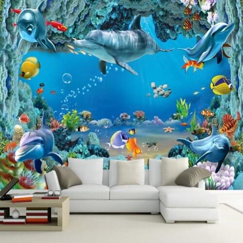 Dropship Photo Wallpaper 3D Underwater World Living Room TV Sofa Background Wall Lobby Wallpaper Custom Studio Mural
