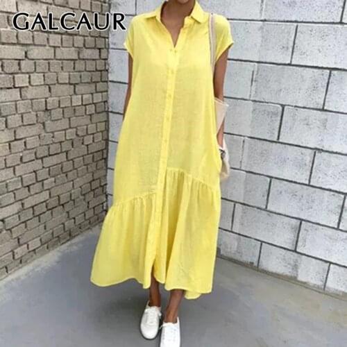 Желтые летние платья GALCAUR China At AliExpress