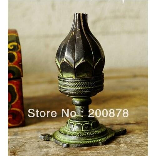 HDC0678 Indian brass lotus tortoise lamp,Nepal antiqued vintage candles holder,4'' high Family Decor Arts