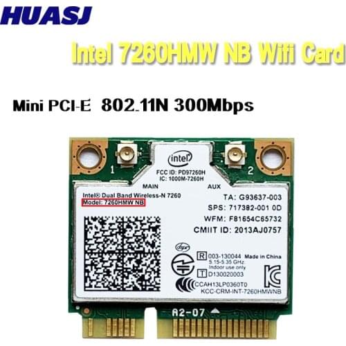 Huasj Wireless Wifi Card for Intel 7260HMW 7260 NB Mini PCI-E 300Mbps 802.11N 2.4G / 5Ghz for Laptop 7260NB