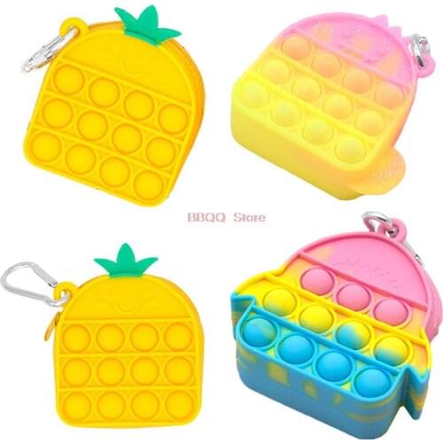 Pineapple pops bubble its fidget toy simple dimple coin purse bag anti stress relief decompression for women men children kids