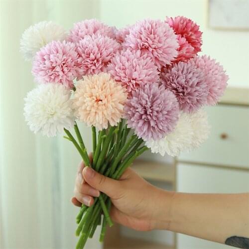 5pcs Dandelion Flower Ball Simulation Bouquets Artificial Flower Wall Fake Flower Home Decoration Wedding Holding Flower Pompom