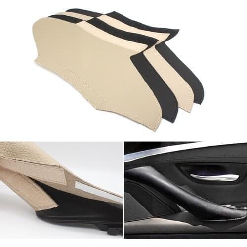 Microfiber Leather Car Interior Door Handle Panel Pull Trim Cover For BMW 5 Series F10 F18 2011-2017