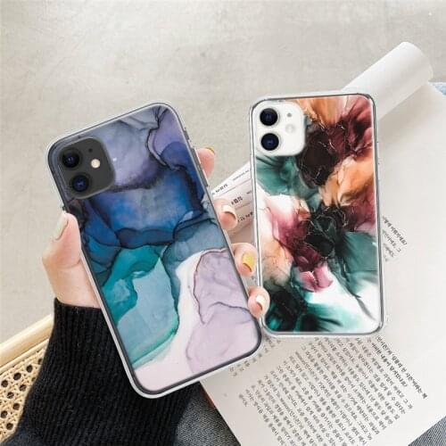 Colorful Luxury Marble Texture Case For iPhone 11 12 Pro XS MAX 12 mini 6 6s 7 8 Plus X XR 5S SE 2020 Camera Protection Covers