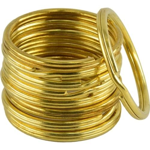 20 Pcs 15mm DIY Round Solid Brass Antique Key Rings Metal Keys Chains Hook