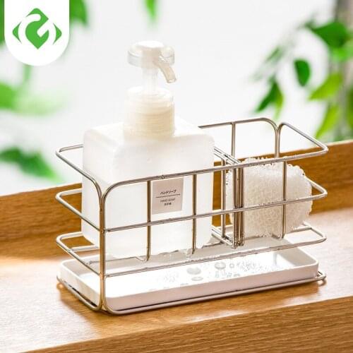 Kitchen Sponges Holder Self Adhesive Sink Sponges Drain Drying Rack 304 Stainless Steel Storage Holder Kitchen Sink Accessories