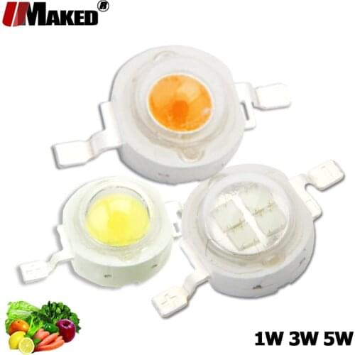 Grow Light Beads 1W 3W 5W CRI>85 440nm 660nm Full Spectrum 380-840nm Plant Growth LED Chips For Aquarium Light Hydroponice Lamps