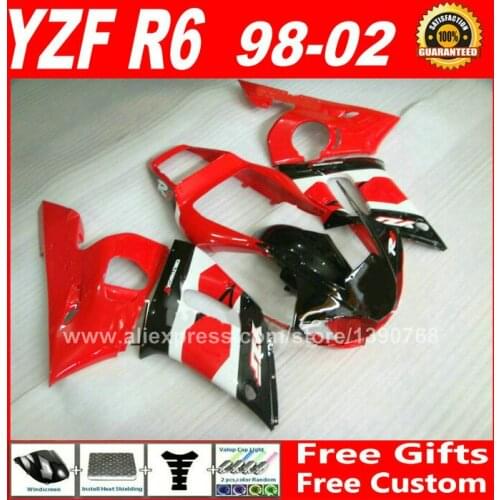Hot sell Fairing kit for YAMAHA YZF R6 98 99 00 01 02 plastic parts fairings kits 1998 1999 2000 2001 2002 V1A1