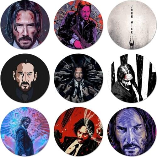 John Wick Pattern Icons Pins Badge Decoration Brooches Metal Badges For Backpack Decoration 58mm
