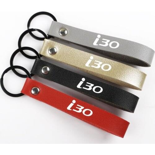 Fashion Simple Leather Car Key Chain Ring Keychain Keyfob Holder for Hyundai I30 Tucson Solaris car key ring Auto Accessories