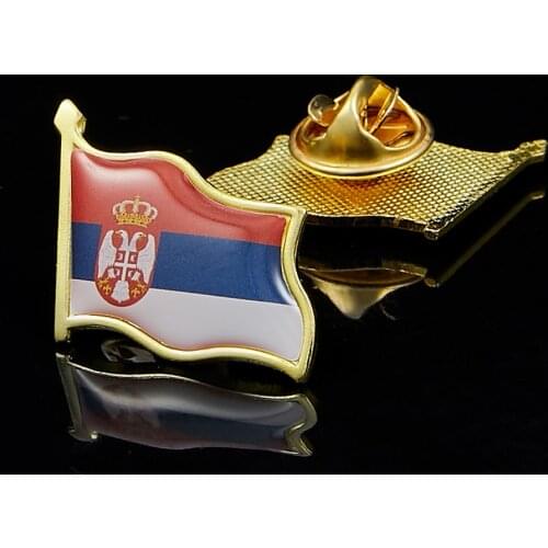 Serbia Mens Gold Collar Bar Flag Lapel Pins Shirt Tie Necktie Pins Clip Clasp Lapel Stick Brooch
