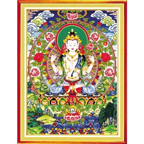 Four-armed Gwan Yin cross stitch kit people 18ct 14ct 11ct count print canvas stitches embroidery DIY handmade needlework