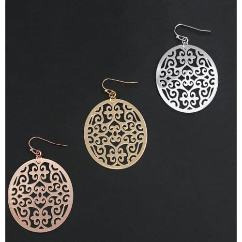 Trendy Ear Accessories Jewelry Earrings Fairy Temperament Exquisite Oval Geometric Hollow 2021 Summer Vintage Earing