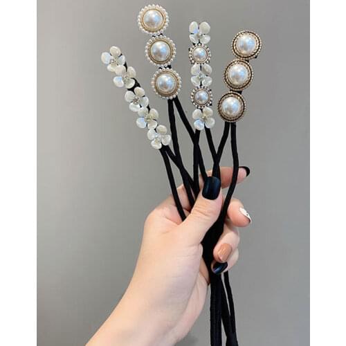 Fashion Women Elegant Flower Big Pearls Hair Curls Magic Bun Maker DIY Donut Maker Hair Bands Hair Making Tool Hair Accessories