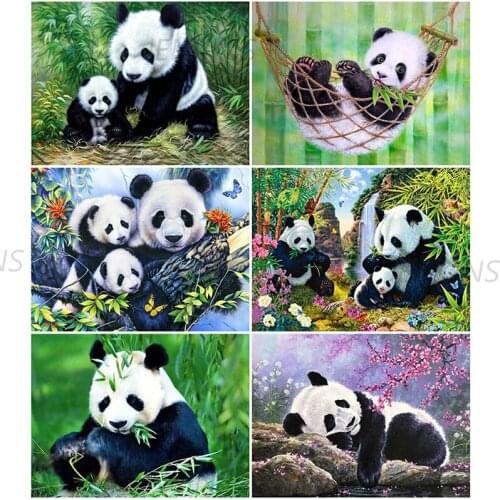 Jenkins Adorable Panda Drill Square Rhinestone Embroidery Cross Stitch Sale Farmhouse Home Decor Animal Diamond Painting