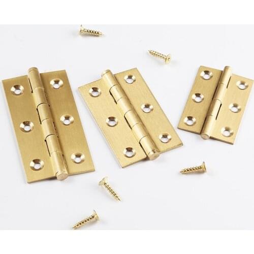 Solid Brass Cabinet Door Hinges Gold Cupboard Furniture Folding Butt Hinges 2"/2.5"/3"-1Pack