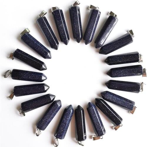 Wholesale 24Pcs/Lot Fashion Hot Selling blue sand stone pillar Pendants Charms for jewelry marking Free shipping