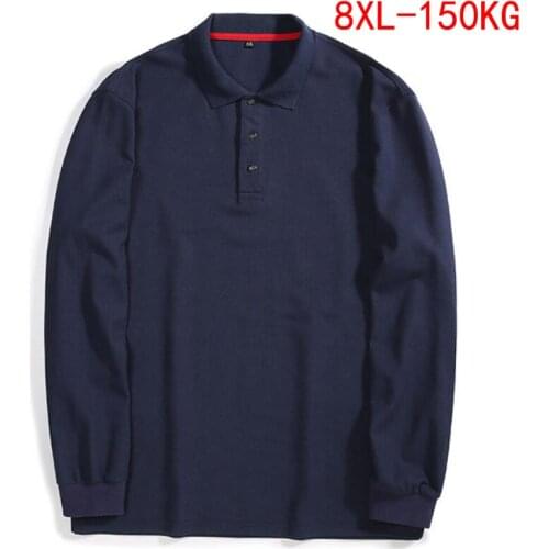 Oversize plus size 3XL 4XL 5XL 8XL 150KG Men t-Shirts Long Sleeve Autunm turn-down collar tees super size tops 68 70 72 74 76