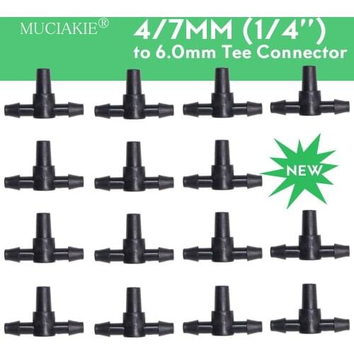 MUCIAKIE 30-1000PCS 4/7mm (1/4'') Barbed to 6.0mm Connectors Garden Irrigation Water Coupling Adaptors Atomizing Nozzle Fittings