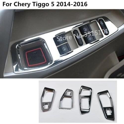 Car door Window glass inner panel Armrest Lift Switch Button trim frame part 4pcs For Chery Tiggo 5 Tiggo5 2014 2015 2016