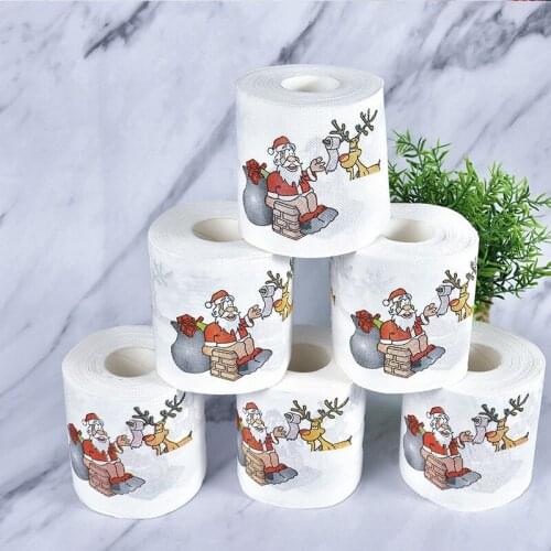 Christmas Toilet Roll Paper Home Santa Claus Bath Toilet Roll Paper Christmas Supplies Xmas Decor Tissue 24m/Roll New Year Decor