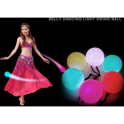 2 Pcs Belly Dance Balls LED RGB Glow POI Thrown Balls Light Up for Belly Dance Level Hand Props Stage Performance Accessories