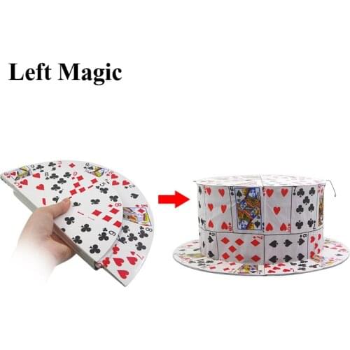 Folding Card Fan To Card Top Hat Magic Tricks Spring Stage Props Illusions Gimmick Tool Novelties Comedy Accessories