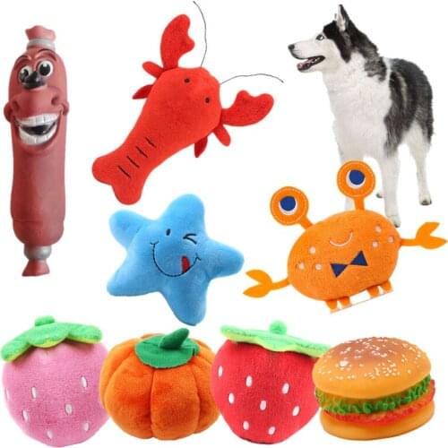 Dogs Cats Sounding Toys Squeak Toy for Small Dogs Cute Crayfish Crab Type Pet Fish Puppy Bone Squeaky Rope Toys 23