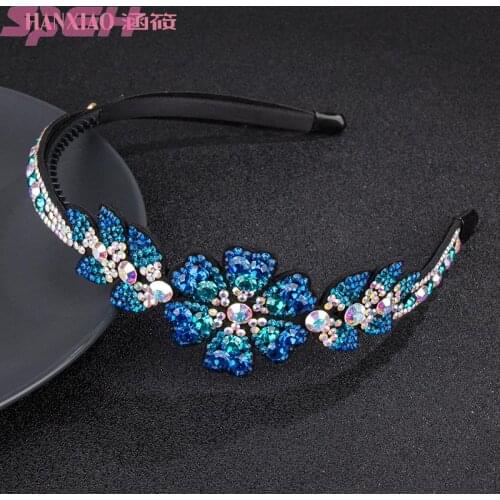Rhinestone flowers hairband fairy Mori headband wide-brimmed with teeth anti-slip hairpin adult cute high-end headwear