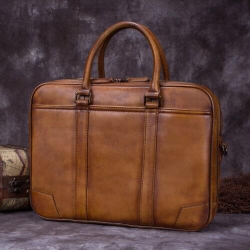Retro Laptop Bag 2020 New Mens Handbag Handmade Leather Business Briefcase Male Shoulder Messenger Bags Genuine Leather Bag Men