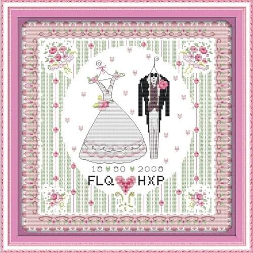 Wedding dress cross stitch kit 14ct 11ct count print canvas stitching embroidery DIY handmade needlework