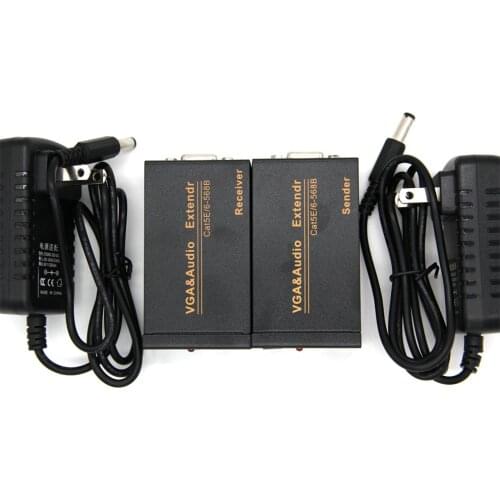 VGA Video Audio Extender Adapter 100M 328ft Transmission Range RJ45 CAT5e/6 1080P Extension AV Repeater Receiver Sender