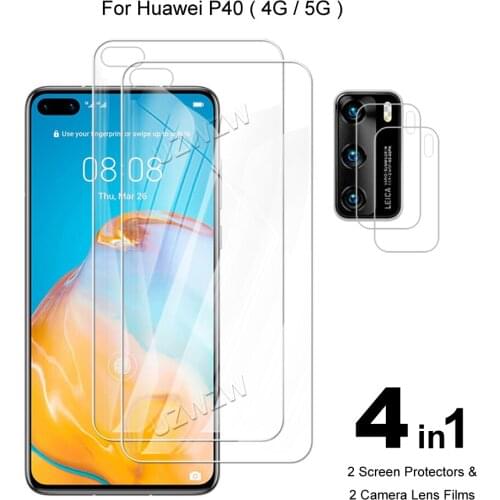 For Huawei P40 5G / 4G Camera Lens Film & Tempered Glass Screen Protectors Protective Guard HD Clear