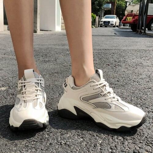 Autumn Shoes Women Platform Sneakers Real Leather Female Trainers Thick Bottom zapatos de mujer Lady Chunky footware Breathable
