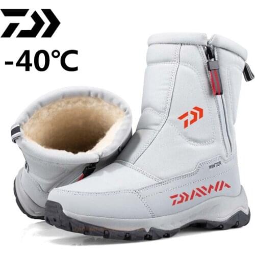Daiwa Fishing 2021 Winter Shoes For Men Warm Snow Boots Mid-calf Shoes Thick Plush Winter Boots For -40 Degrees Men Cotton Shoes