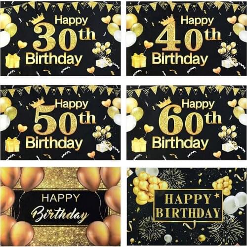 1Pc Happy Birthday 30/40/50/60 Hanging Background Reusable Non Washable DIY Birthday Baby Shower Home Decor Supply Shooting Prop