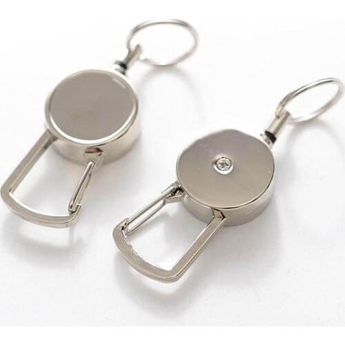 1Pcs Retractable keychain Resilience Steel Wire Rope Elastic Casual Steel Badge Reel Retractable Key Ring
