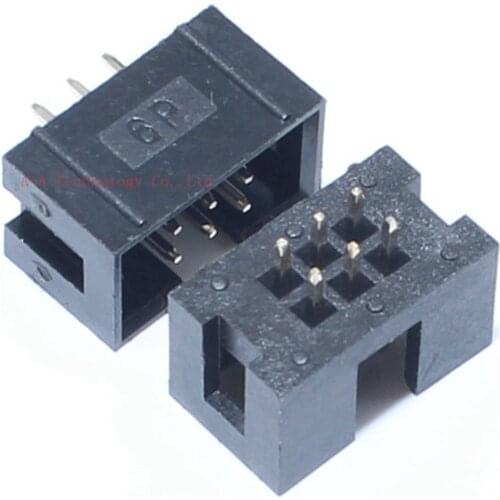 10pcs dc3-6p 2.54MM pitch JTAG ISP MALE SOCKET straight idc box headers PCB CONNECTOR DC3 DOUBLE ROW 2x3PIN 6PIN 6P HEADER