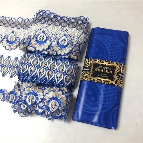 15yards cord lace royalblue guipure lace matching 5yards bazin riche fabric Real 100% Cotton African Ghalila Bazin Riche Fabric
