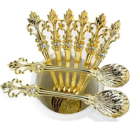 4Pcs 11cm Royal Style Metal Carved Coffee Spoon Set Vintage Table Spoon Antique Tea Spoons Coffee Spoonork Tablespoons