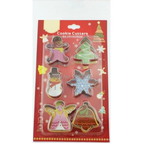A Set of Cookie Cutter 6pcs Stainless Steel Christmas Scenario Gingerbread Man Cake Mold Biscuit Soap Stencils for Baking