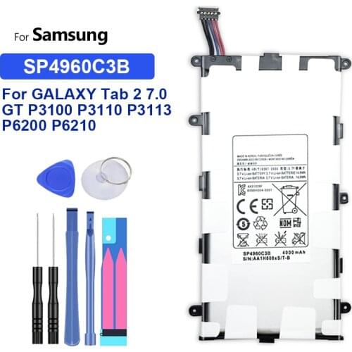 Tablet Battery 4000mAh For Samsung GALAXY Tab 2 7.0 GT P3100 P3110 P3113 P6200 P6210 GT-P3100 GT-P3110 Li-ion Battery SP4960C3B