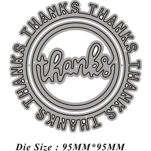 Round Thanks Metal Cutting Dies for 2021 New Scrapbooking Frame Edge Stamps Crafts Background Cutter Hollow Cardmaking Stencil