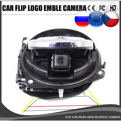 Car Flip VW Logo Rear View Reversing Camera For VW Golf 6 7 8 Passat CC Magotan Beetle Flipping Badge Emblem Rotating Motor