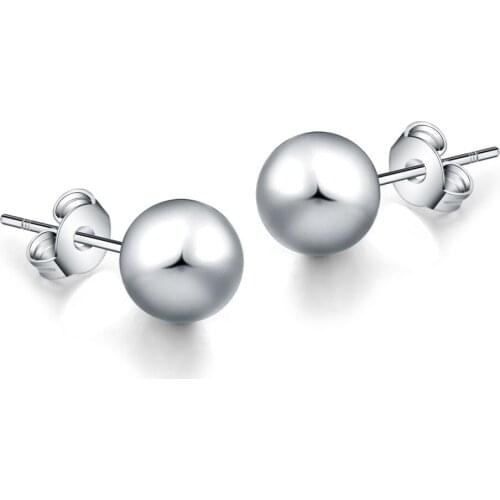Free shipping lowest price wholesale for womens silver plated earrings 925 fashion Silver colorjewelry 8mm ball stud Earrings