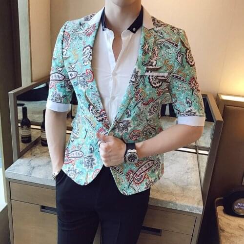 Mens Floral Blazer 2020 New Spring Summer Mens Blazer Jacket Printed Blazer Masculino Slim Fit Blazer Hombre