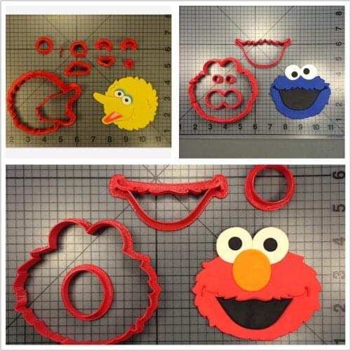 Sesame Street Big bird Cartoon Cookie Cutter Kitchen Baking Supplies Cake Icing Decoration Mold Fudge Tool Set 3D