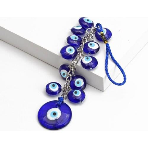 Blue Glass Turkish Evil Eye Keychain Lucky Amulet trinket Charm Pendant Car Key Ring Wall Hanging Ornament Decor Fashion Jewelry