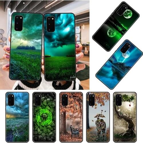Phone Case For SamSung Galaxy S10 S20 S9 S7 S8 S6 Plus Edge E Lite Ultra Black Cover Funda Silicone Prime Green Cloud Sky