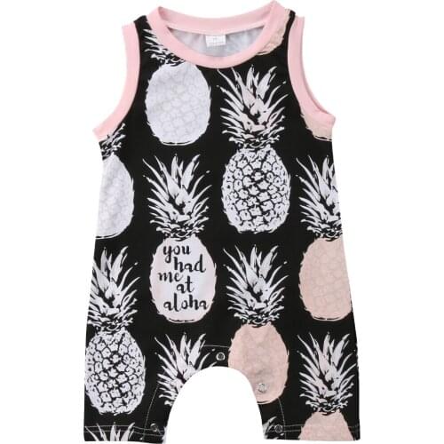 Citgeett Summer Newborn Infant Baby Girl Sleeveless Romper Pineapple Jumpsuit Clothes Casual Summer Outfit Tops